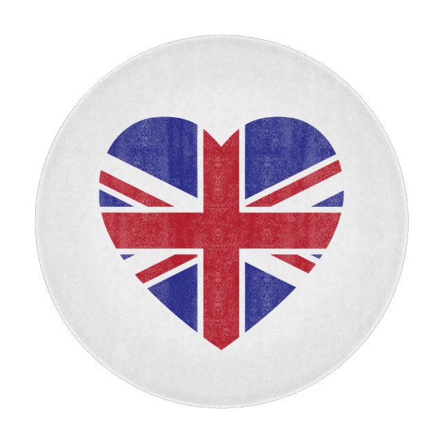 Union Jack Heart Glass Caking Board (Framsidan)
