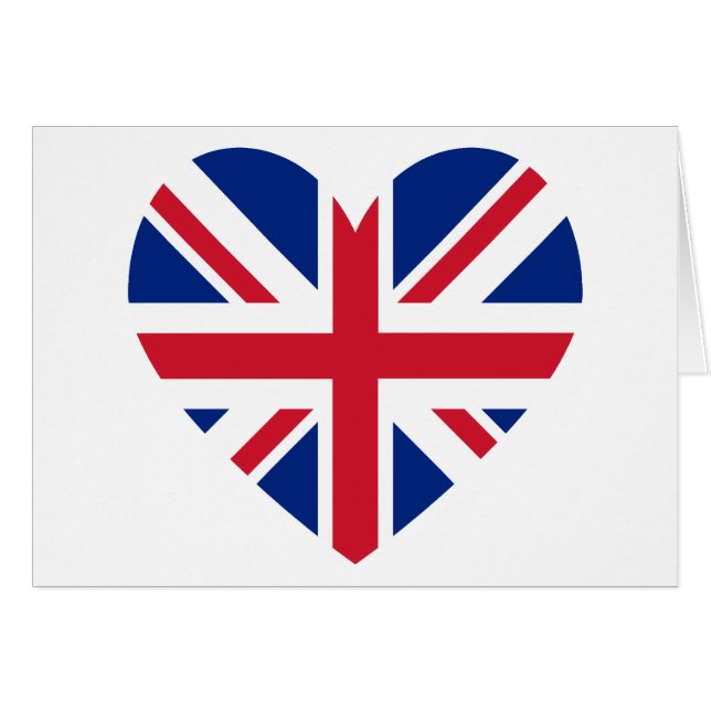 Union Jack Heart Shape Hälsningskort (Framsidan Horizontal)