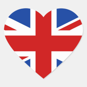 Union Jack Heart Sticker Hjärtformat Klistermärke