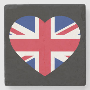 Union Jack Heartflag på Black Stone Underlägg cn