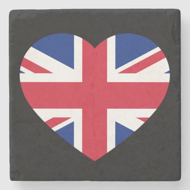 Union Jack Heartflagga vid den svarta kusten Stenunderlägg (Framsidan)