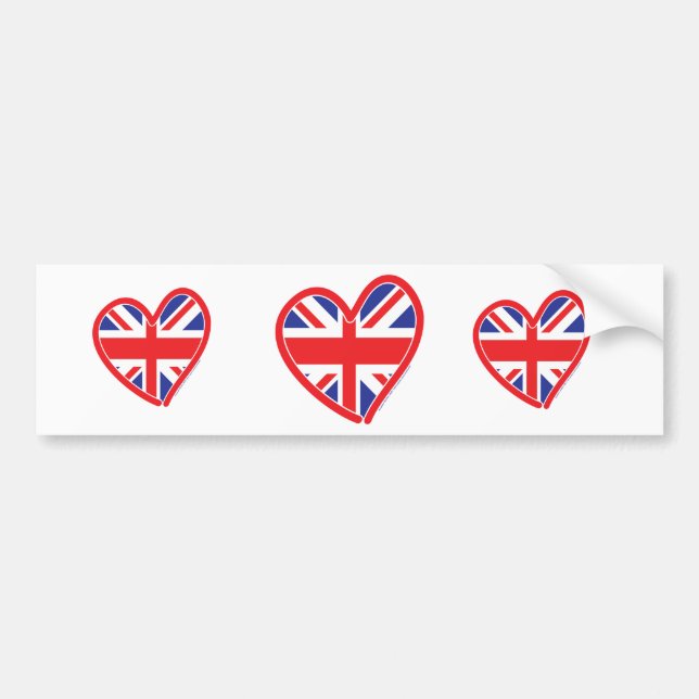 Union Jack Hjärtflagga Bildekal (Framsidan)