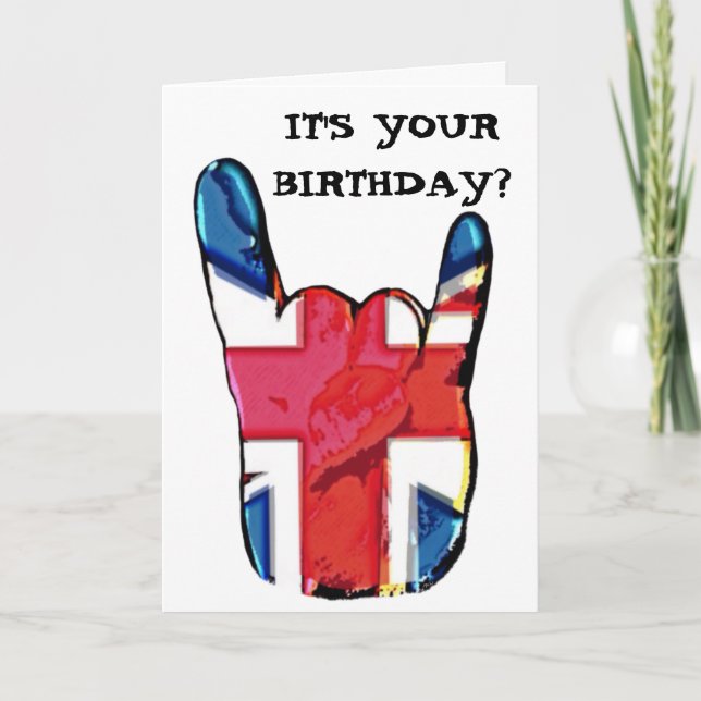 Union Jack Horns Pop Art Sten Birthday Card Kort (Framsida)