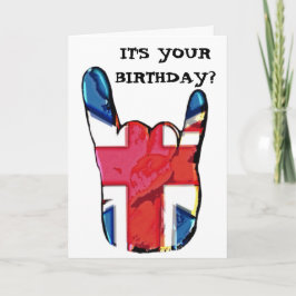 Union Jack Horns Pop Art Sten Birthday Card Kort