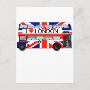 Union Jack i London Buss Vykort