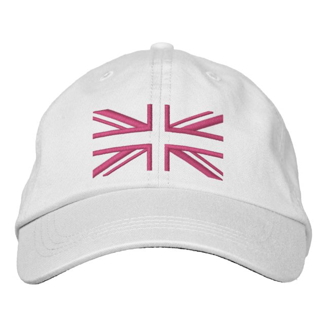 Union Jack ~ in Girly Pinks Broderad Keps (Framsida)