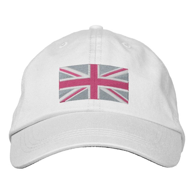 Union Jack ~ in Girly Pinks Broderad Keps (Framsida)
