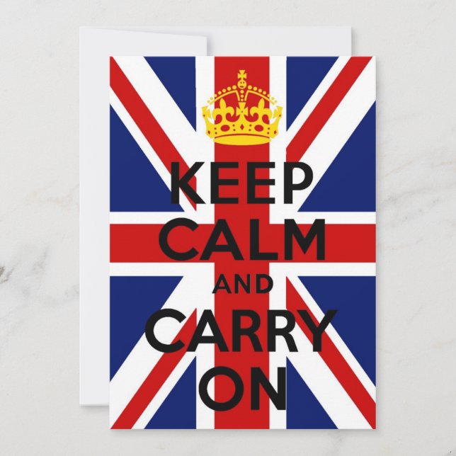 Union Jack Keep Calm och fortsätt med inbjudningsk Inbjudningar (Framsida)