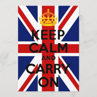 Union Jack Keep Calm och fortsätt med inbjudningsk Inbjudningar