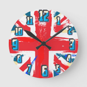 Union Jack-klocka Rund Klocka