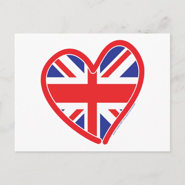 Union Jack Kungligt Hjärta Vykort (Framsida)
