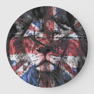 Union Jack Lejonare Stor Klocka