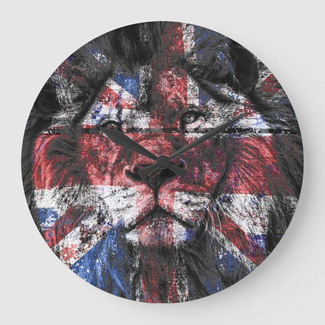 Union Jack Lejonare Stor Klocka (Framsida)