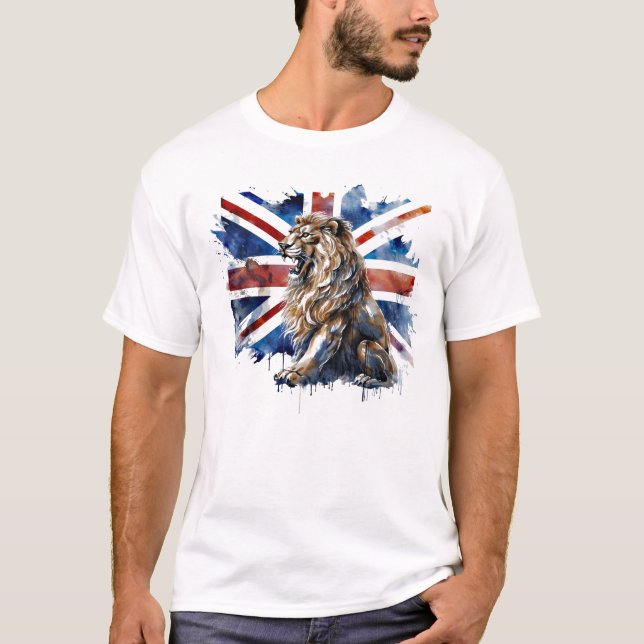 Union Jack Lejonare Union Jack Flagga British Isle T Shirt (Framsida)
