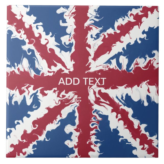 Union Jack Liquid Art Craft DIY Kakelplatta (Framsidan)