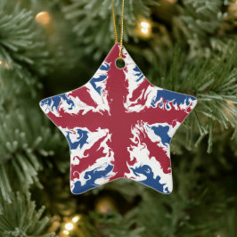 Union Jack Liquid Art Hanging Julgransprydnad Keramik