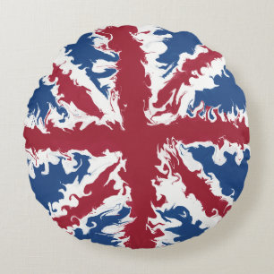 Union Jack Liquid Art Rund Kudde