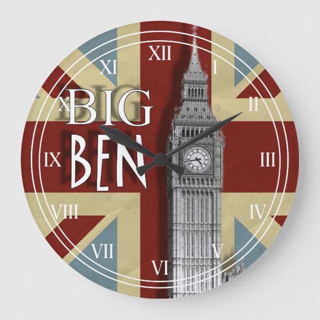 Union Jack London Big Ben Stor Klocka (Framsida)