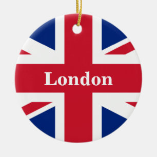 Union Jack London ~ British Flagga Julgransprydnad Keramik