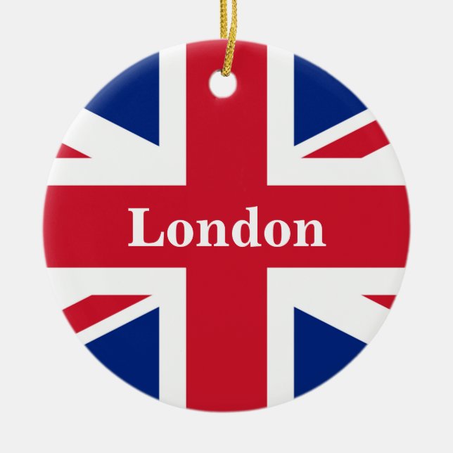 Union Jack London ~ British Flagga Julgransprydnad Keramik (Framsidan)