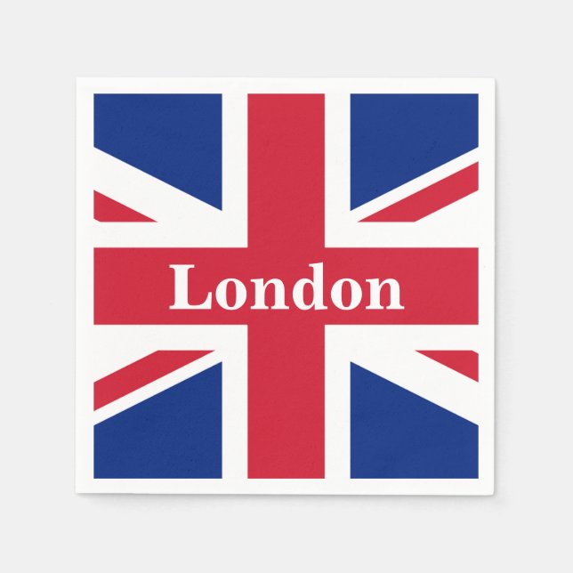 Union Jack London ~ British Flagga Papper Dinner N Pappersservett (Framsidan)