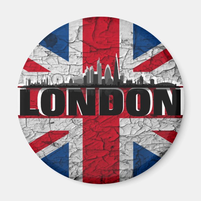 Union Jack & London Skyline Kühlschrankmagnet Magnet (Framsidan)