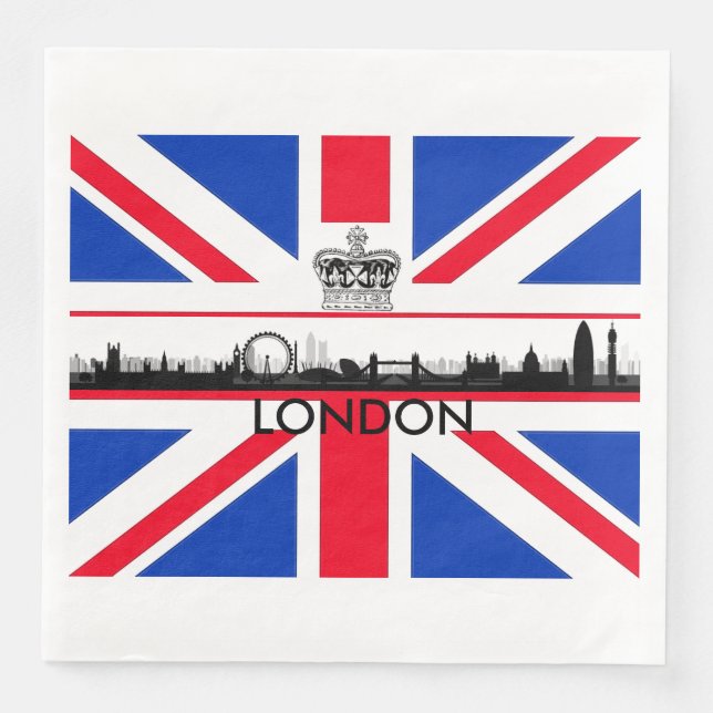 Union Jack London Skyline Theme Pappra Napkins Pappersservett (Framsida)