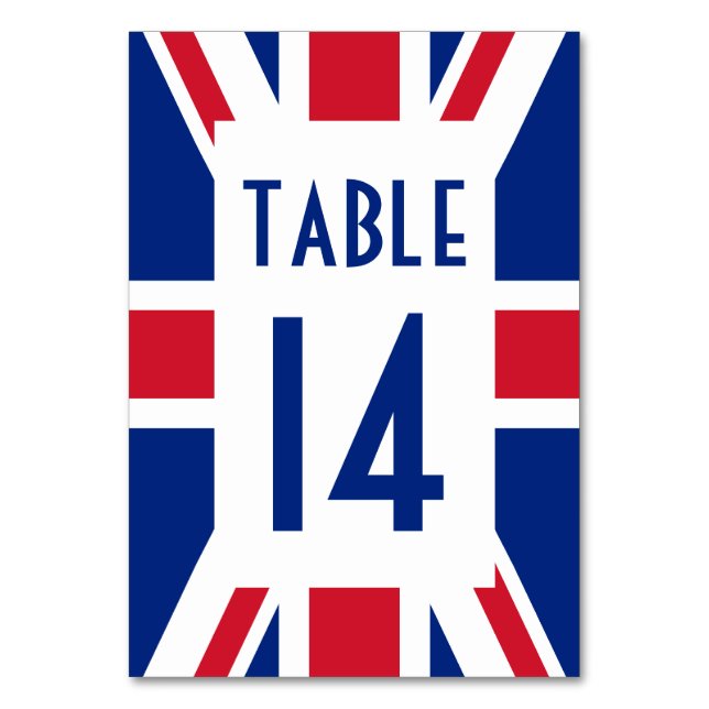 Union Jack med blå nummer Bordsnummer (Baksidan)