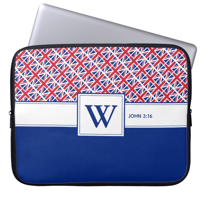 UNION JACK Monogram Anpassningsbar Christian UK Laptop Fodral (Framsidan)