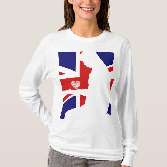 Union Jack Muslimska kvinnor som ber med ett hjärt T Shirt (Framsida)
