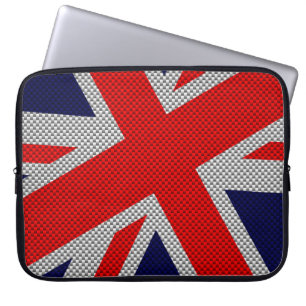 Union Jack on Carbon Fiber Stil Färg Laptop Fodral