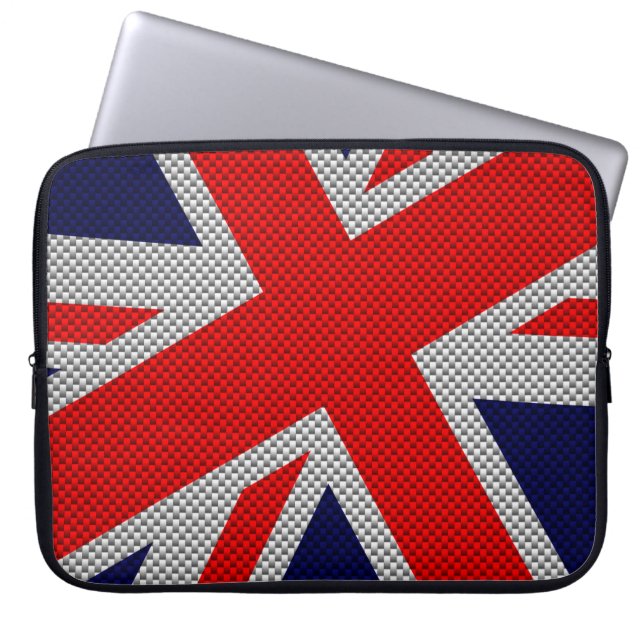 Union Jack on Carbon Fiber Stil Färg Laptop Fodral (Framsidan)