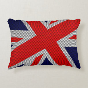 Union Jack on Carbon Fiber Stil Färg Prydnadskudde
