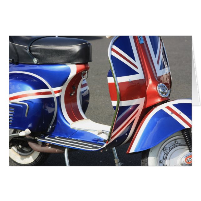 Union Jack på ett Scooter-kort Hälsningskort (Framsidan Horizontal)