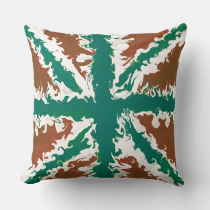 Union Jack Paated UK Art Grönt och Copper Decor Kudde