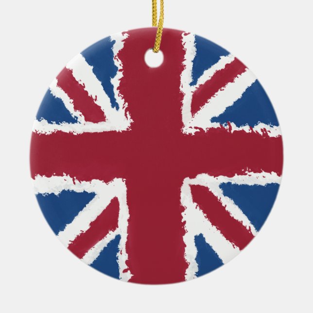Union Jack Payed Artwork av Heva Weva Julgransprydnad Keramik (Framsidan)