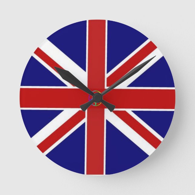 Union Jack Pentagram Flagga Rund Klocka (Framsida)