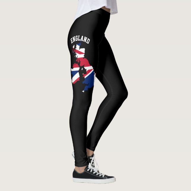 Union Jack, Red Blue & White England UK Flagga Leggings (Höger)