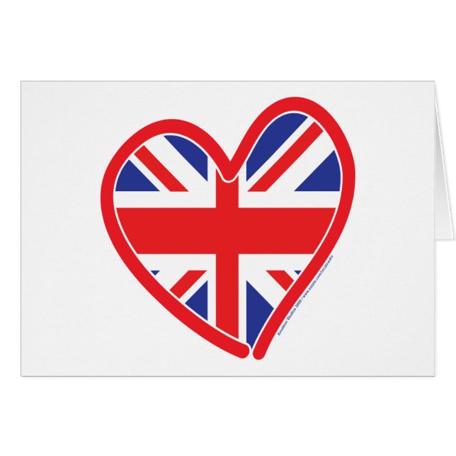 Union Jack Royal Heart Hälsningskort (Framsidan Horizontal)