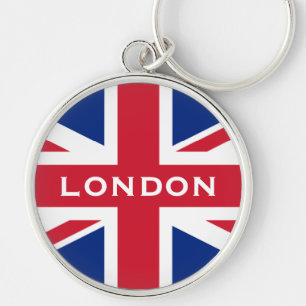 Union Jack Rund Silverfärgad Nyckelring