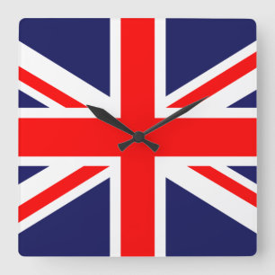 Union Jack - Storbritanniens flagga Fyrkantig Klocka