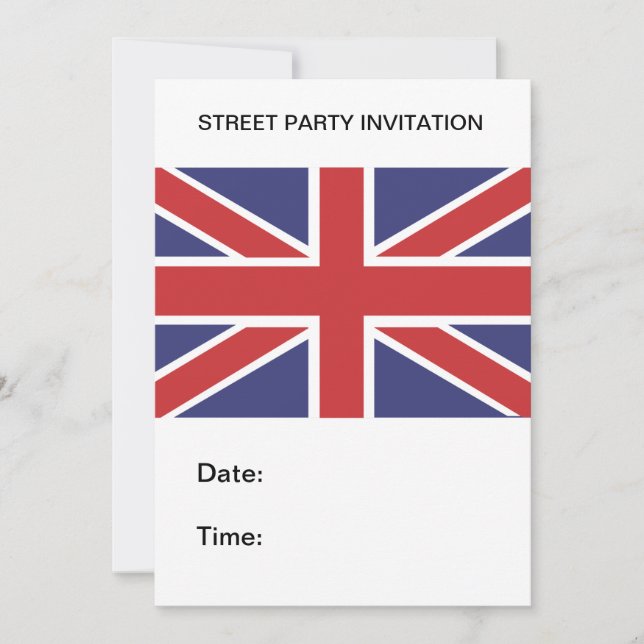 Union Jack Street Party-inbjudan Inbjudningar (Framsida)