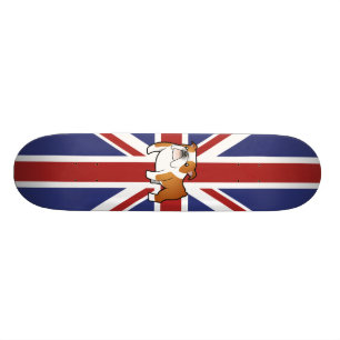 Union Jack Tecknad Engelsk Bulldog Skateboard Bräda 20,5 Cm
