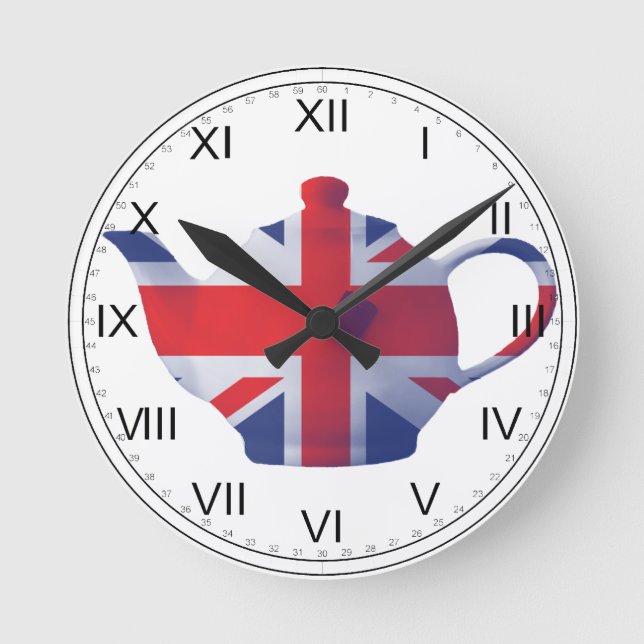 Union Jack Tekanna Wall Clock Rund Klocka (Framsida)