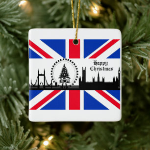 Union Jack Theme London julprydnad Julgransprydnad Keramik