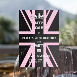 Union Jack UK Flagga Females Födelsedagsfest Inbjudningar