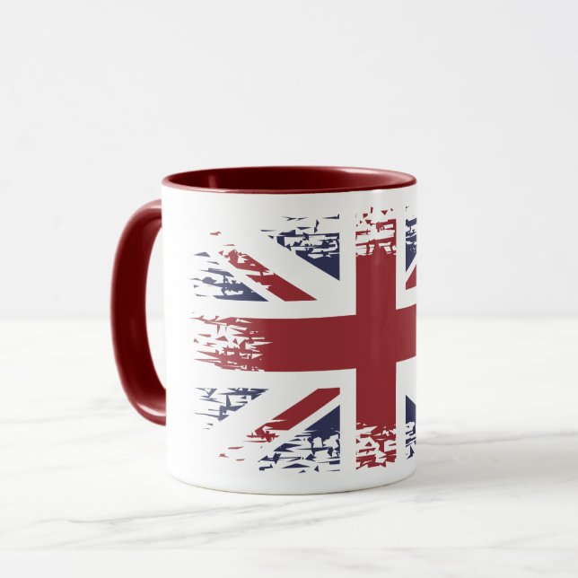 Union Jack (UK flagga), grunge stil Mugg (Framsida vänster)