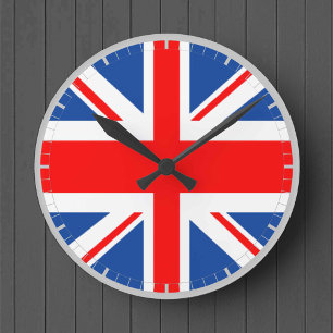 Union Jack UK Flagga Rund Klocka