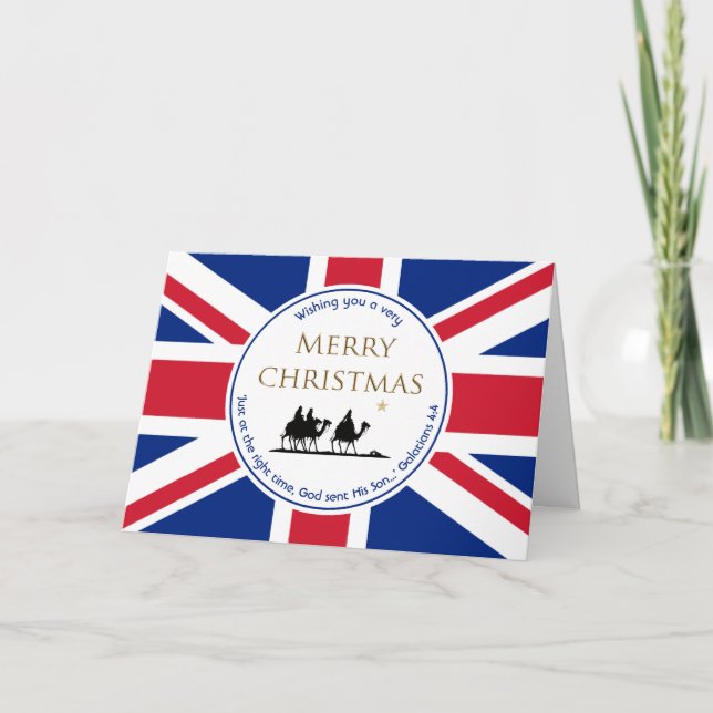 UNION JACK UK Three Wise Manar Scripture CHRISTMAS Helgkort (Framsida)