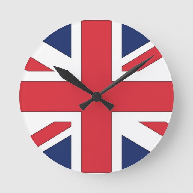 Union Jack/ Unionsflagga i Storbritannien Rund Klocka (Framsida)
